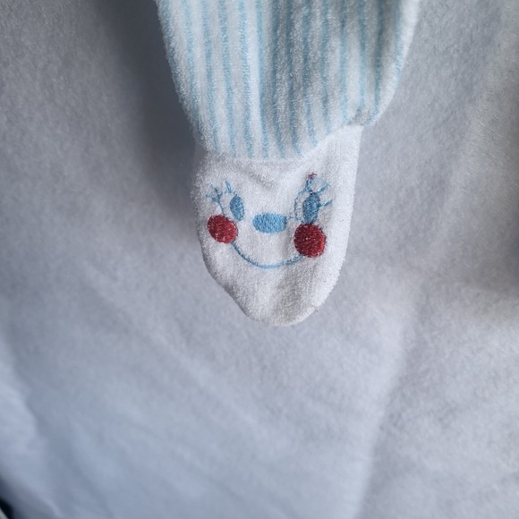 vintage baby sleeper baseball style stripes clown face on feet medium white blue - Picture 5 of 9
